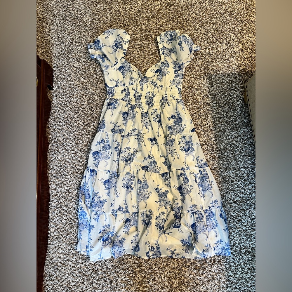 Floral Blue and White Dress